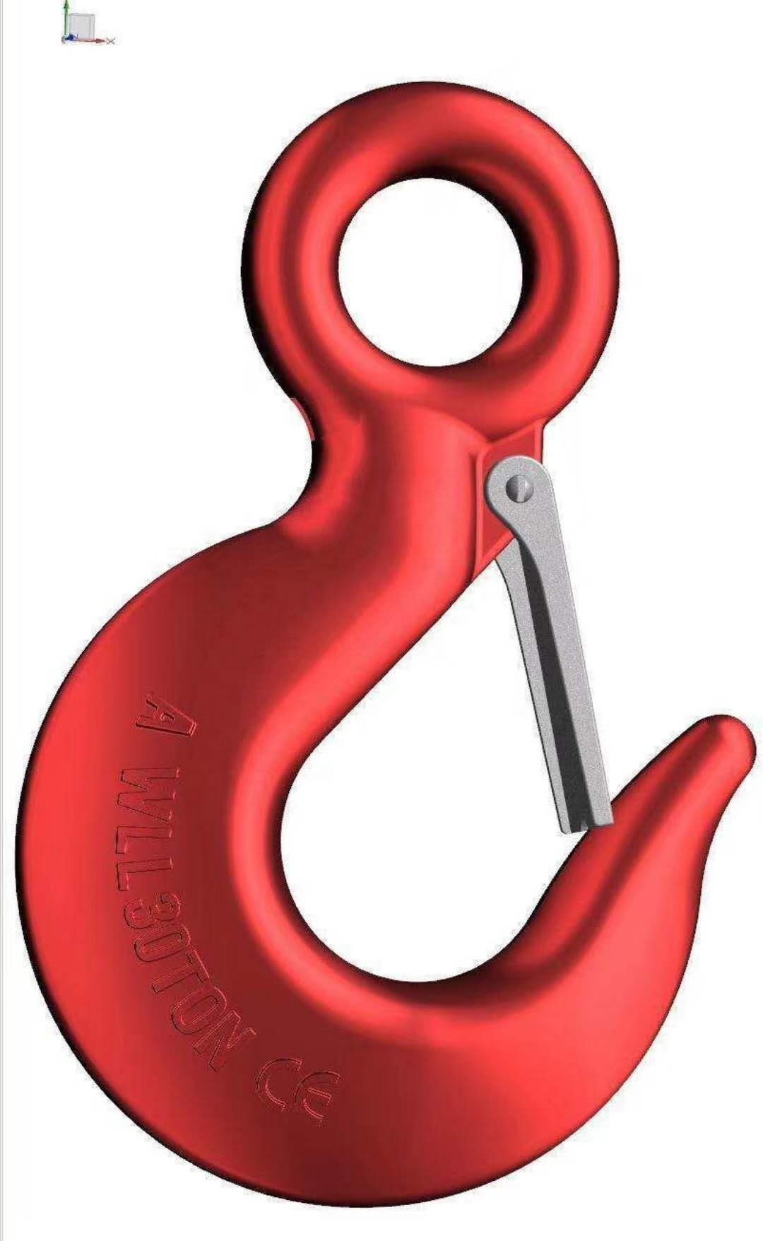 G80 High Strength Alloy Steel Red Painting Eye crane hook With Latch