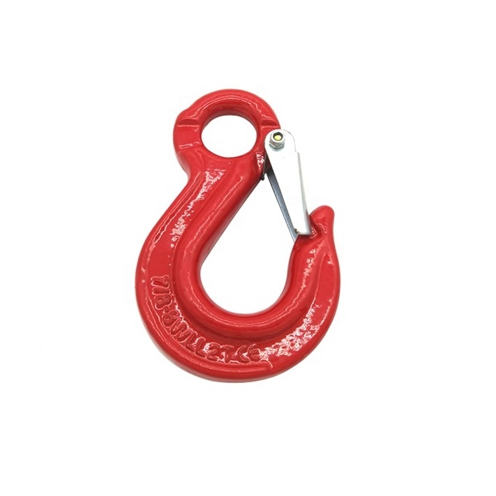 G80 High Strength Alloy Steel Red Painting Eye crane hook With Latch