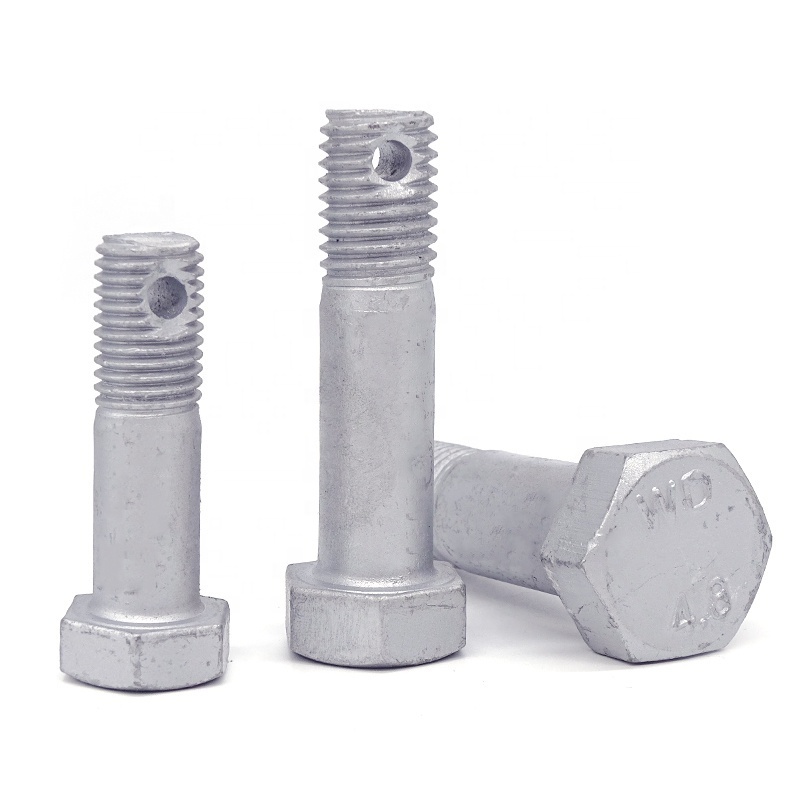 Factory price 4.8/8.8 grade Din 933 DIN 931 hot dip galvanized hex bolt with hole for cotter pin on shank