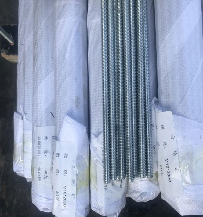 Factory supply carbon steel hot dip galvanized threaded rod M8 M10 M12