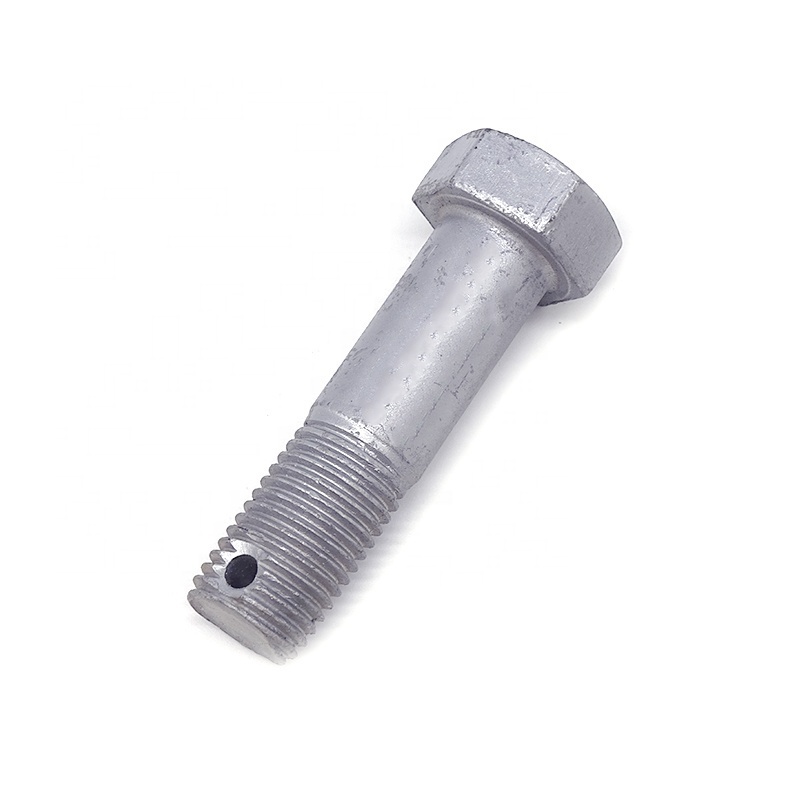 Directly factory supply 4.8/6.8/ 8.8 grade hot dip galvanized hex bolt with split pin hole on shank for power fittings