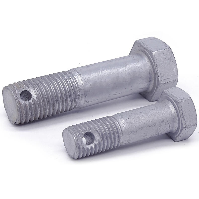 Factory price 4.8/8.8 grade Din 933 DIN 931 hot dip galvanized hex bolt with hole for cotter pin on shank