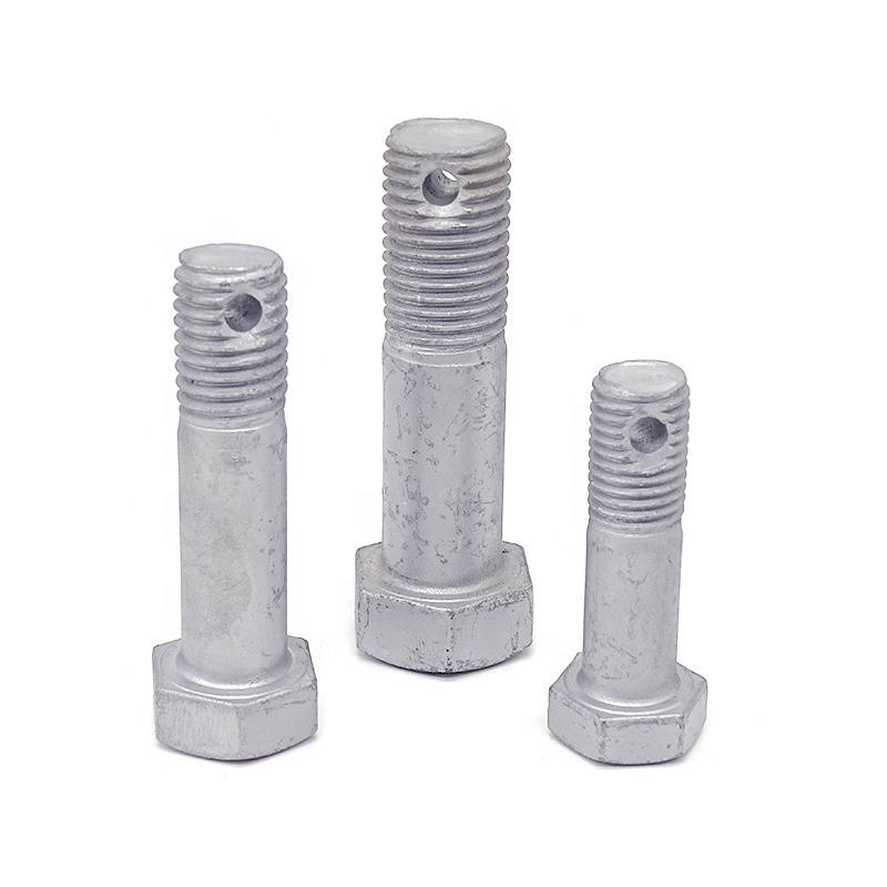 Factory price 4.8/8.8 grade Din 933 DIN 931 hot dip galvanized hex bolt with hole for cotter pin on shank