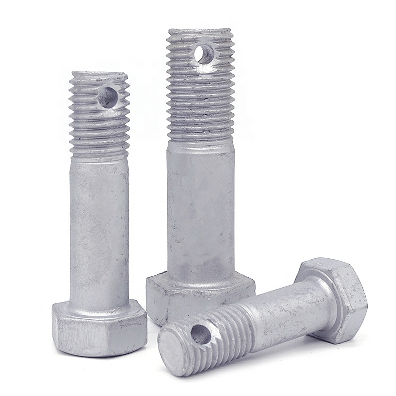 Factory price 4.8/8.8 grade Din 933 DIN 931 hot dip galvanized hex bolt with hole for cotter pin on shank