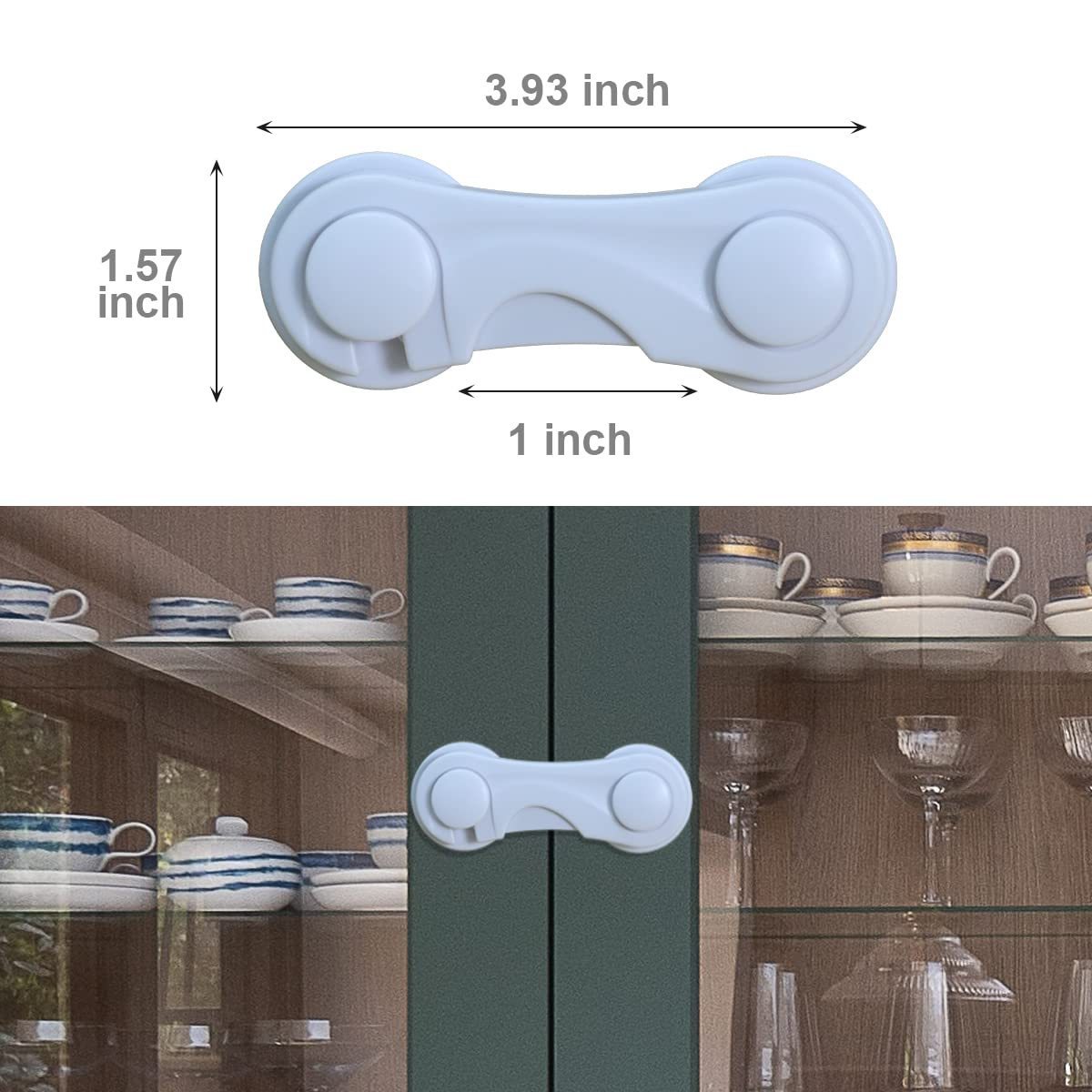 Cabinet Door Lock Child Safety Kids Baby Safety Lock of Side-by-side Cabinet Doors with Self Adhesive Sticker