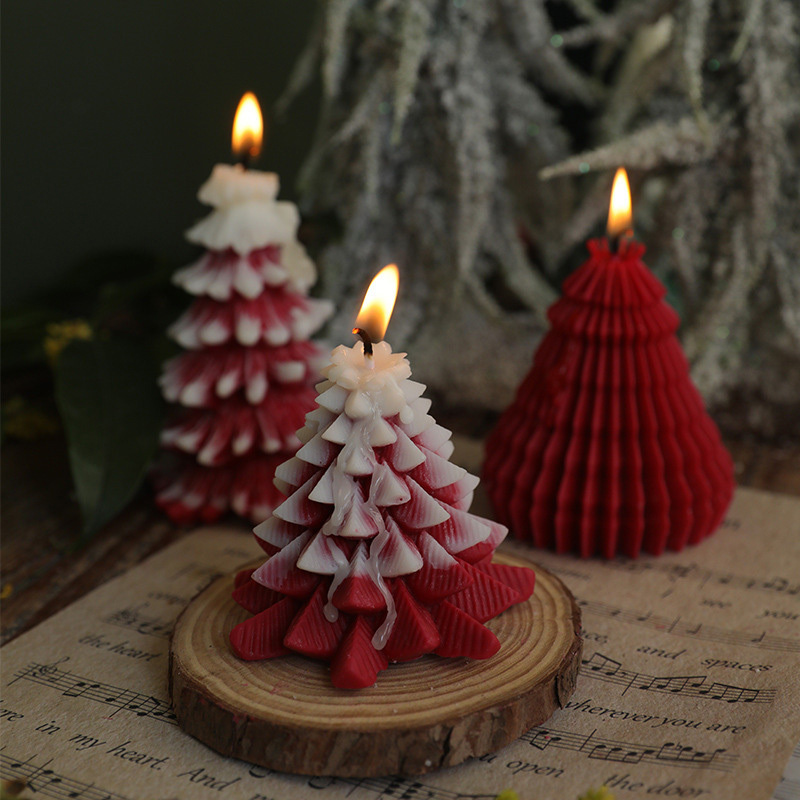 New soybean wax Christmas tree shaped candles Smokeless bulk scented candles