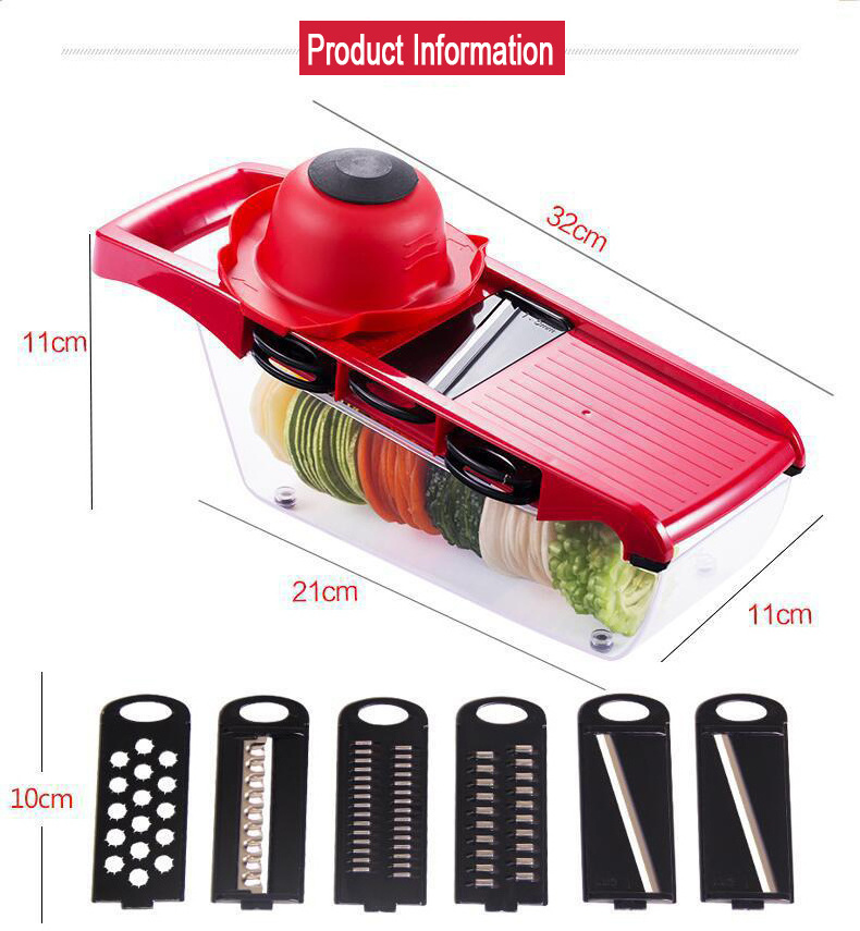 Multi-function Plastic Slicer Upgraded 7 Blades Mandoline Slicer Manual Vegetable Slicer Salad Maker Potato Onion Carrot Cutter