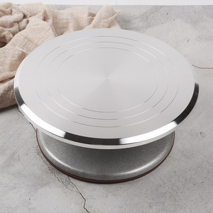 Wholesale factory price Anti-skid Round Dessert Stainless Steel Cake Plate Baking Rotary Table Cakes Decorating Turntable