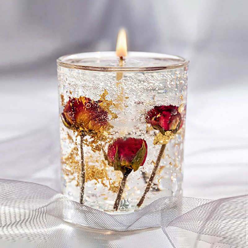 Luxury Flower Jelly Wax Essential Oil Scented Candle Smokeless Fragrance Jelly Wax Candles