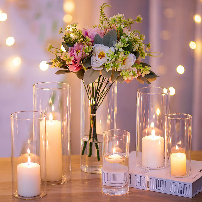 High Quality Clean High Borosilicate Transparent Glass Jar Candle Wedding Hurricane Candle Jar