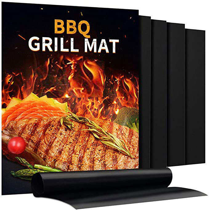 Reusable Heat Resistance Fire Retardant 300*400*0.3mm BBQ Grill Mat Set