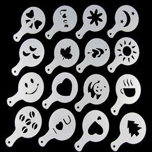 Wholesale 16 pcs  PP Material Coffee Latte Garland Mould Coffee Latte Mould Coffee Art Stencil