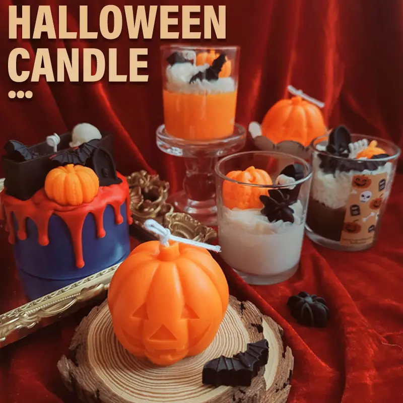 Factory Customized Handmade Halloween Scented Candle Gift Box Pumpkin Shape Candle Gift