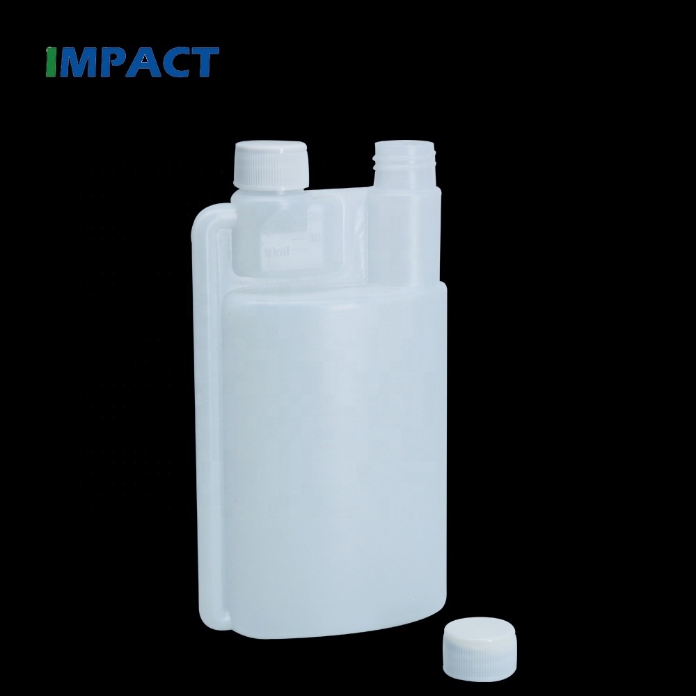 Measuring Twin Neck Bottles 500 ml Plastic HDPE White Dual Chamber Bottle