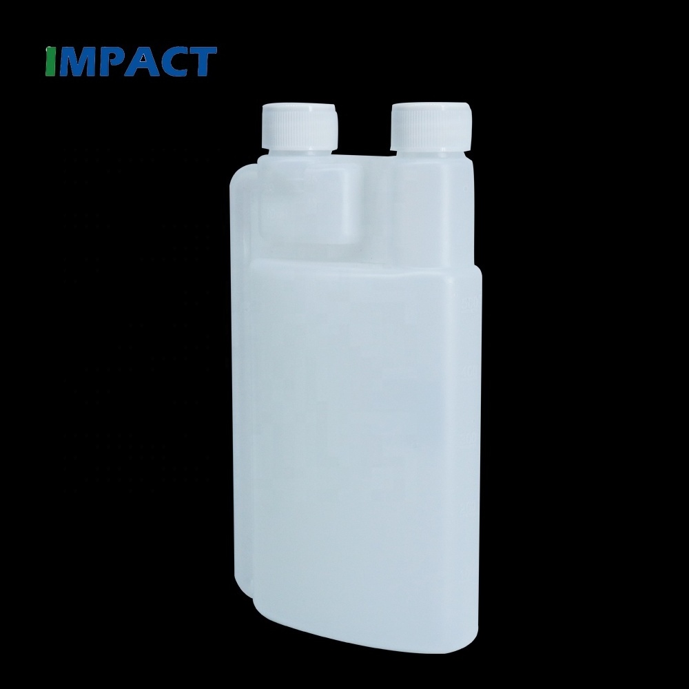 Measuring Twin Neck Bottles 500 ml Plastic HDPE White Dual Chamber Bottle