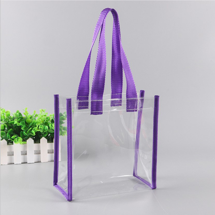 wholesale plastic pvc clear vinyl tote hand bag ladies black transparent shopping bag women waterproof handbag clear pvc tote ba