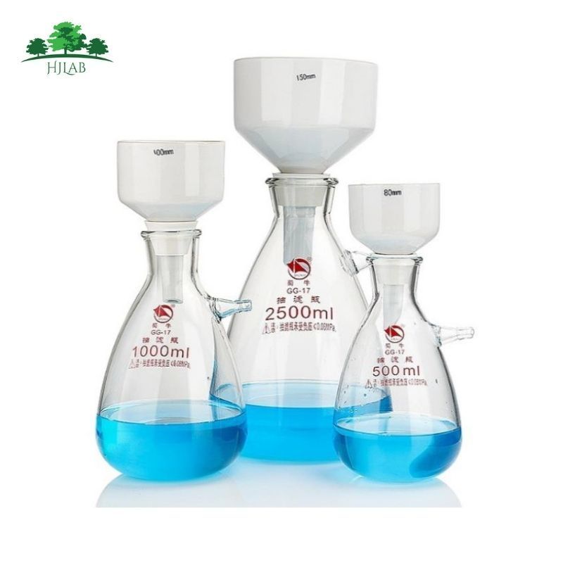 Ceramic Porcelain Buchner Funnel with Vacuum Negative Pressure Filtering and Filter Paper Membrane