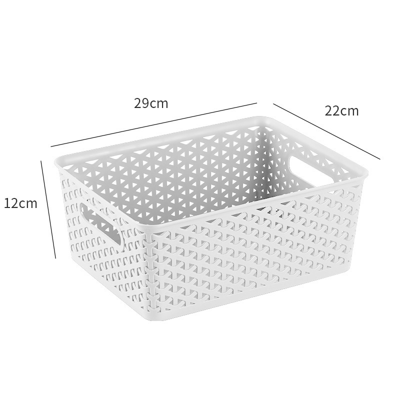 stackable Weave plastic basket bin for organizing,Nesting Shelf Bins with Handles, office storage bins in white, black and Grey