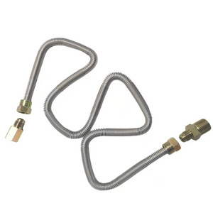 Whistle Free Gas Flex Line  for Fire Pit and Fireplace , unCoated 304 Stainless Steel Flexible Hose(up to 72")