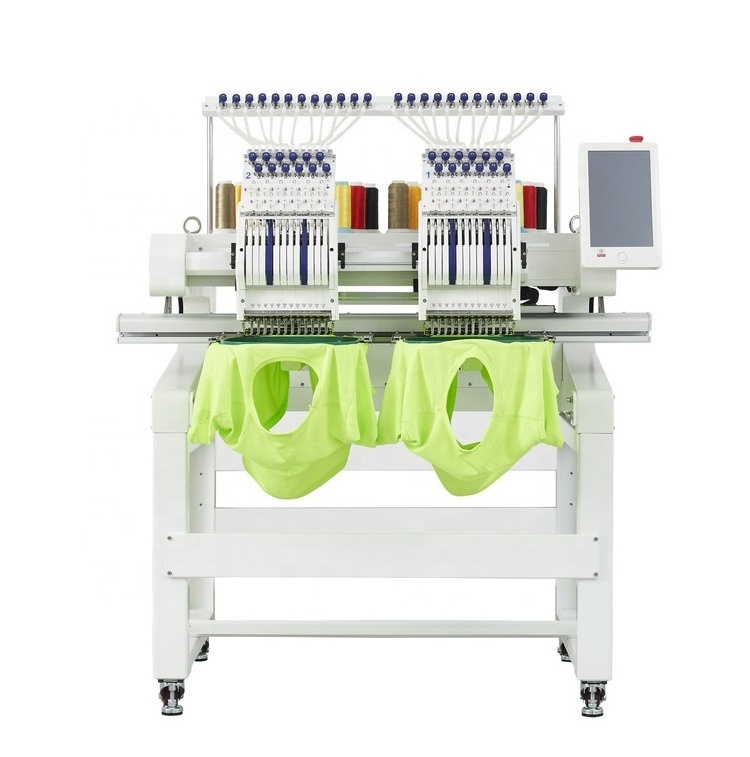 high quality 2 heads 9/12/15 needles computerized logo embroidery machine with good price