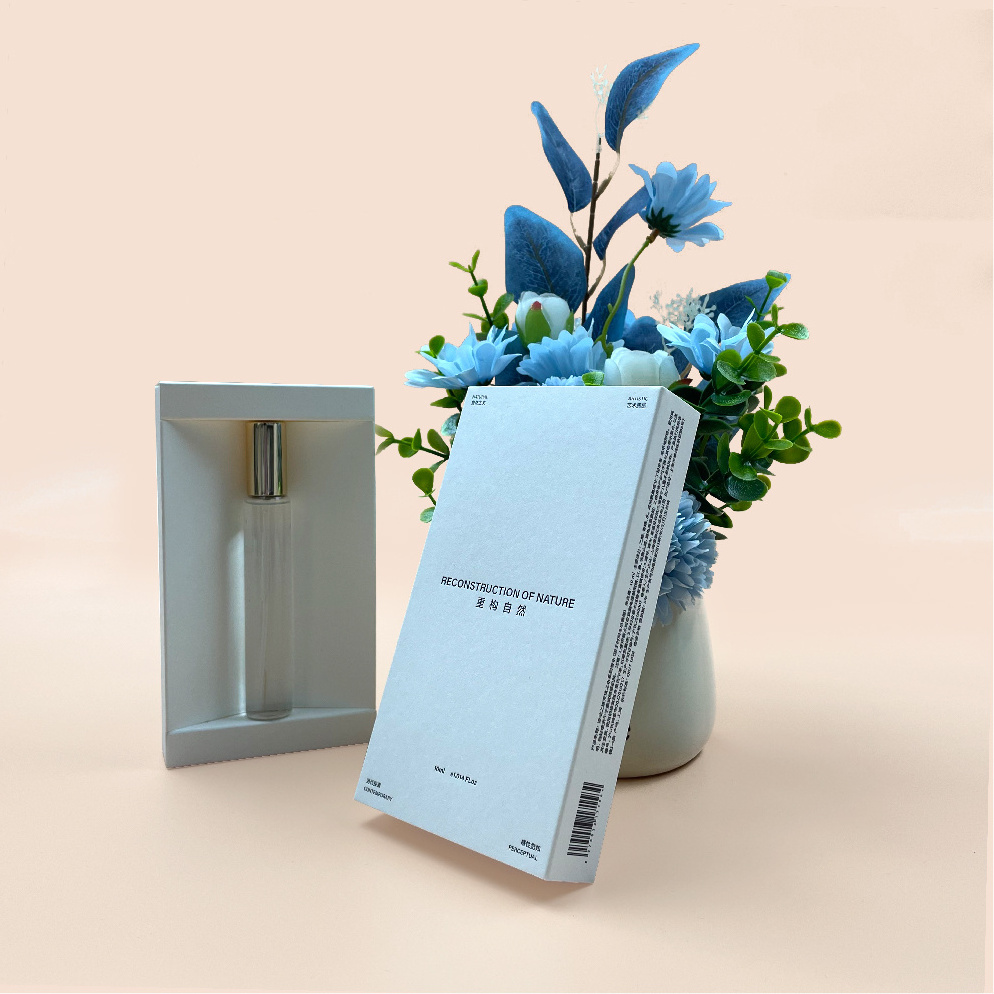 Single pack luxury perfume sample paper cardboard box skincare cosmetic brand box packaging with custom insert for perfume