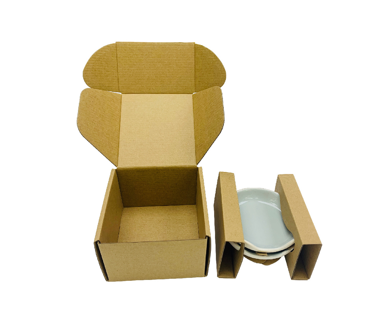 Custom kraft smash proof ceramic spoon holder coffee mug packing shipping box with carton insert