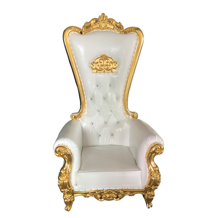 Fancy Events Leather Rental Throne Chair Antique King and Queen Party High Back Royal Luxury Wedding Chair for Groom and Bride