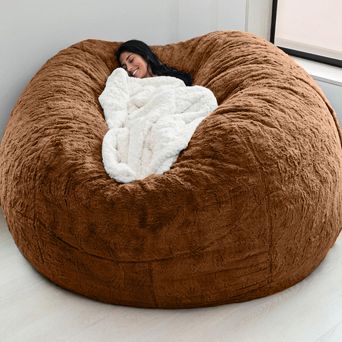 Wholesale Furniture Giant Washable Soft Fluffy Faux Velvet Big Lazy 6ft Sofa Bed Kids Bean Bag Cover Fabric Living Room Chair