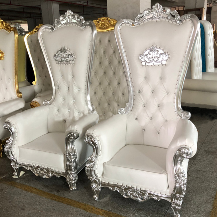 Fancy Events Leather Rental Throne Chair Antique King and Queen Party High Back Royal Luxury Wedding Chair for Groom and Bride