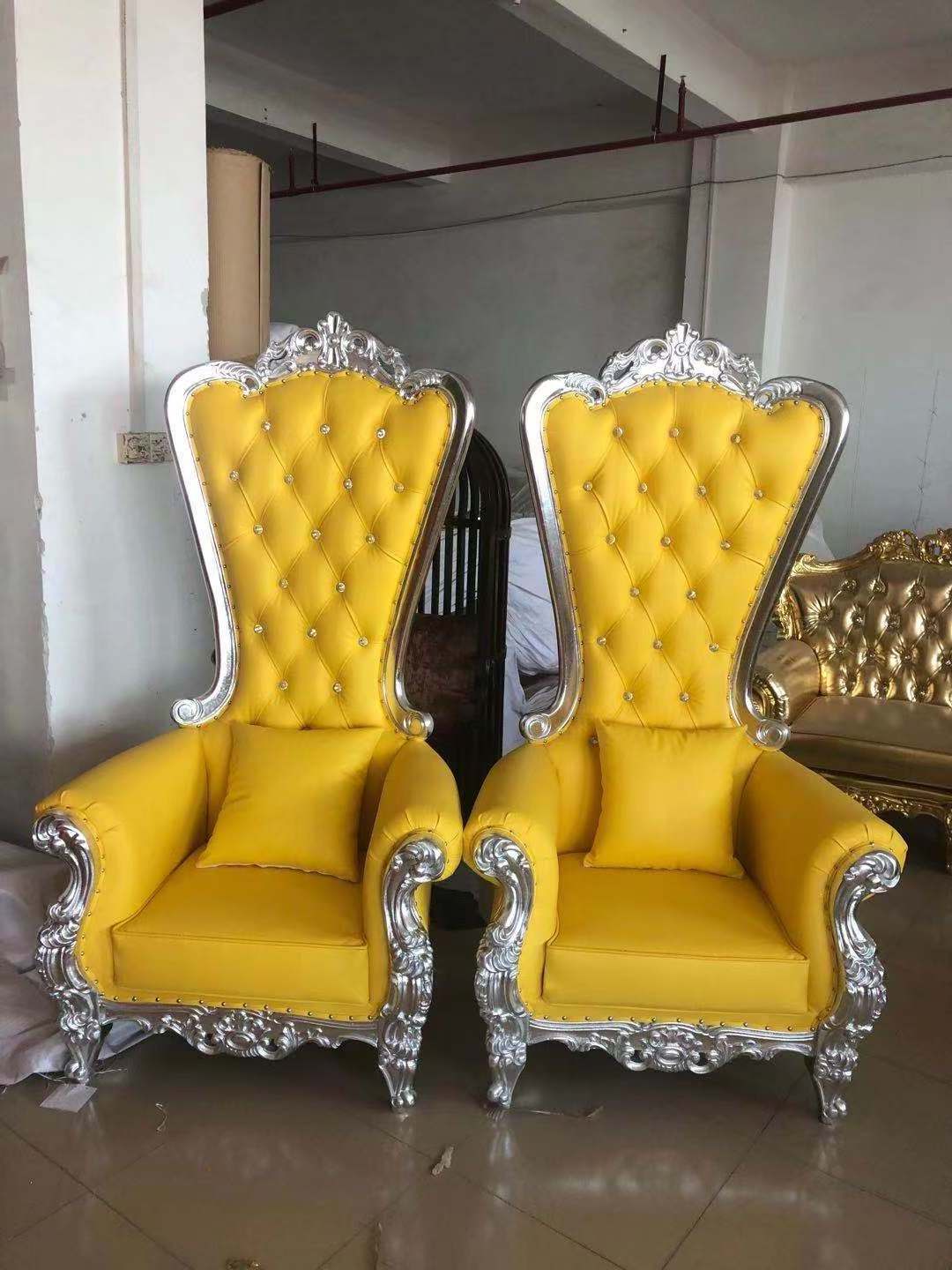 Fancy Events Leather Rental Throne Chair Antique King and Queen Party High Back Royal Luxury Wedding Chair for Groom and Bride