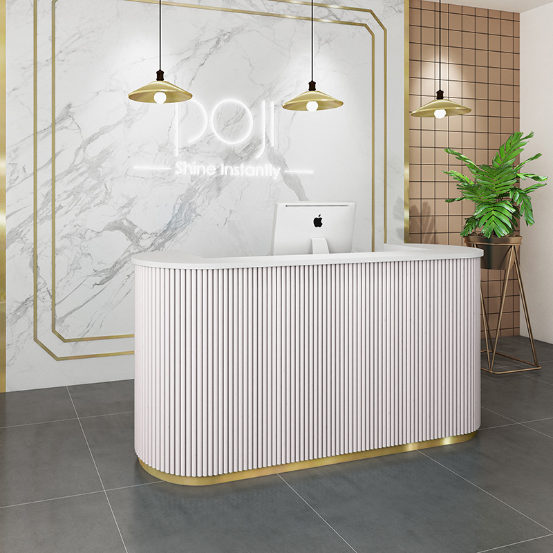 2022 Fashion Stylish  Factory Sale Modern Luxury Color Optional Beauty Salon Furniture Counter Pink Front Reception Desk