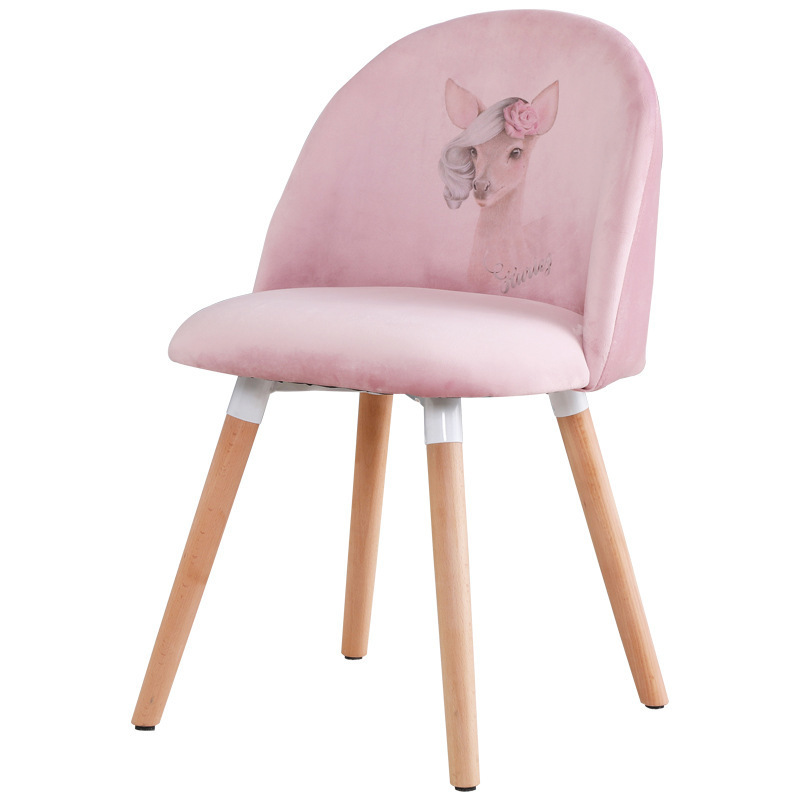 Nordic Leisure Makeup Artist Girl Heart Cute Bedroom Princess Pink Stool Backrest Dressing Chair for Living Room Lounge