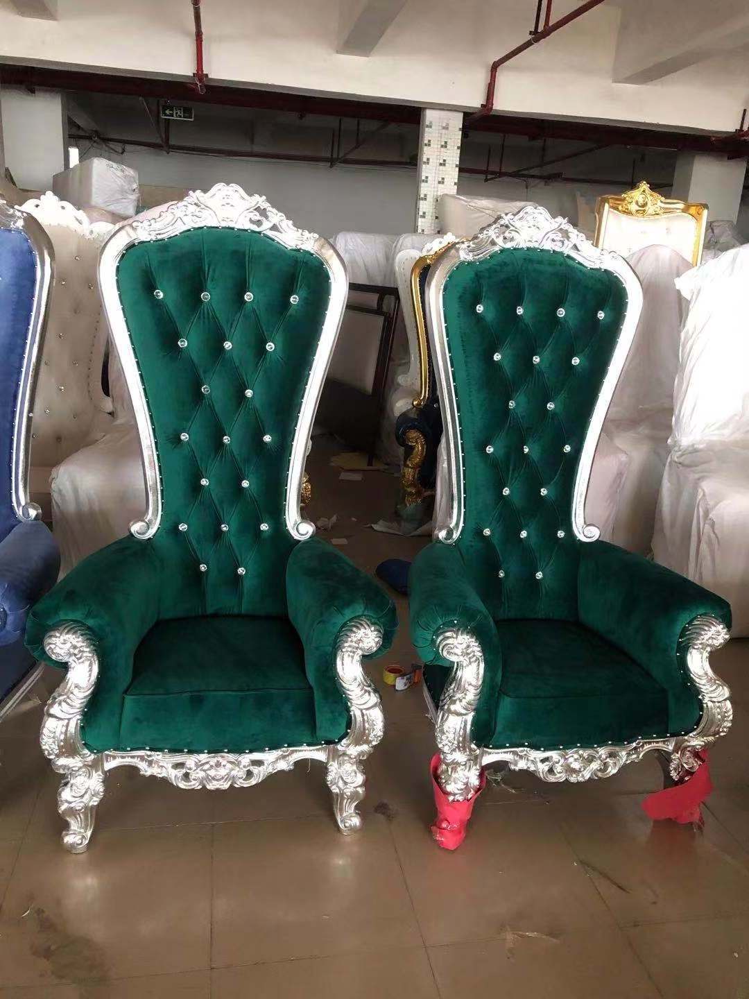 Fancy Events Leather Rental Throne Chair Antique King and Queen Party High Back Royal Luxury Wedding Chair for Groom and Bride