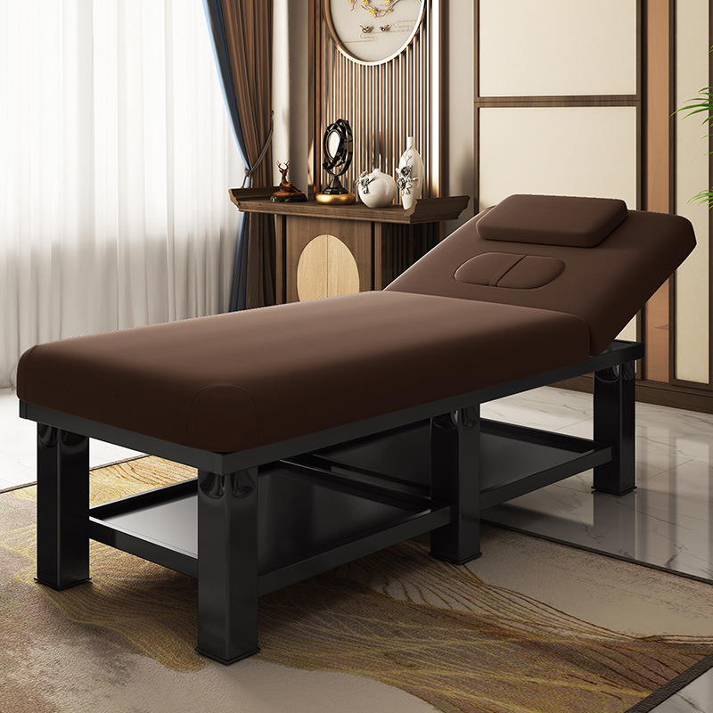 High quality cheap Multifunctional wooden tattoo lash bed brown facial chair massage spa beauty Folding Tables Bed with stool