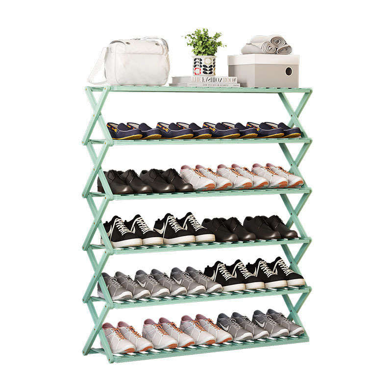 Shoe rack folding multi-layer simple household economical shelf dormitory storage rack free installation bamboo shoe cabinet