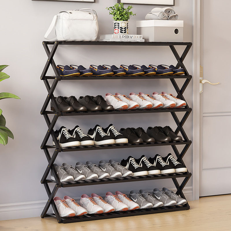 Shoe rack folding multi-layer simple household economical shelf dormitory storage rack free installation bamboo shoe cabinet