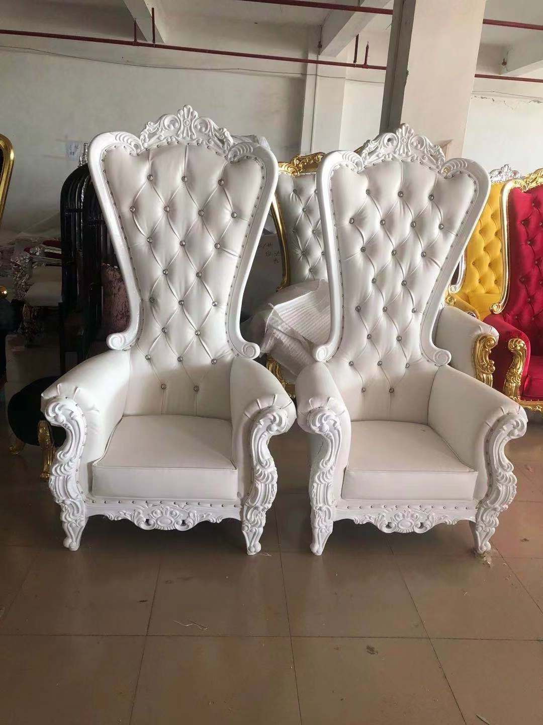 Fancy Events Leather Rental Throne Chair Antique King and Queen Party High Back Royal Luxury Wedding Chair for Groom and Bride