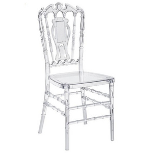 Factory Sale Clear Transparent Acrylic Crystal Plastic PC Throne Chiavari Tiffany Napoleon Wedding Chairs for Banquets & Events