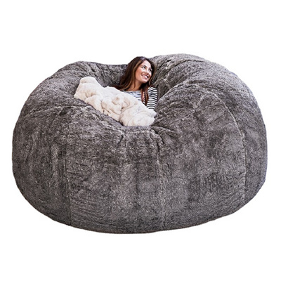 Wholesale Furniture Giant Washable Soft Fluffy Faux Velvet Big Lazy 6ft Sofa Bed Kids Bean Bag Cover Fabric Living Room Chair