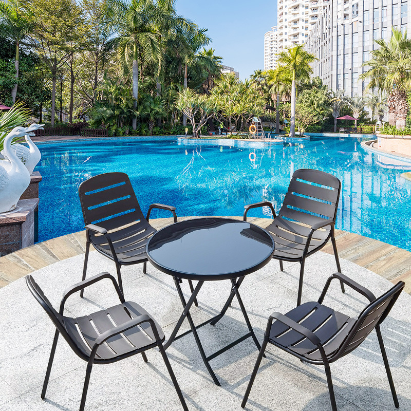 Free sample luxury patio Waterproof Square dining table set outdoor Rectangle table and chairs furniture garden set with seats