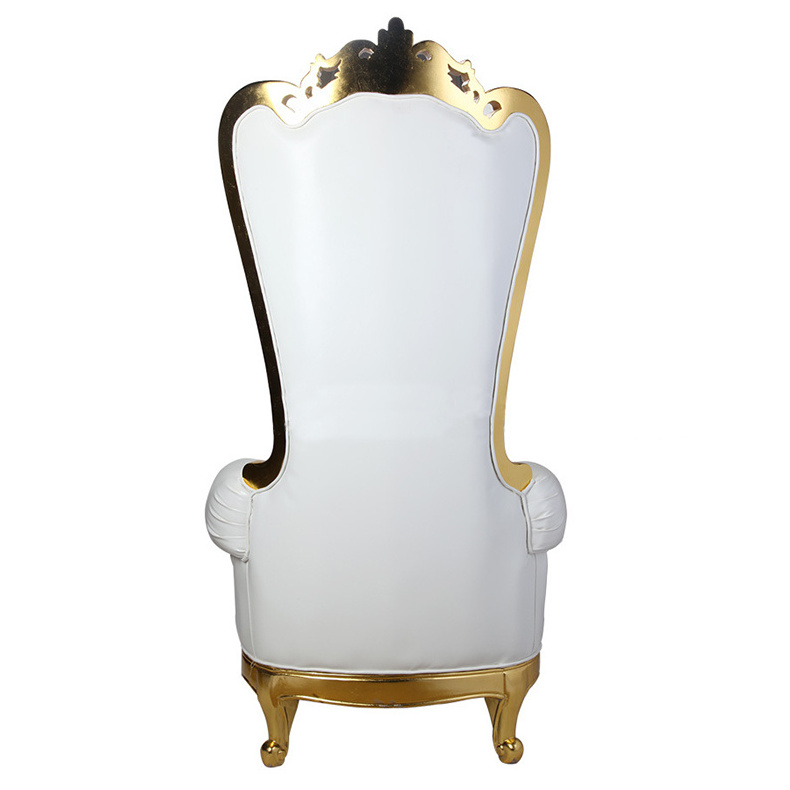 2021 Wholesale luxury European style cheap queen and king high back royal gold metal wedding throne banquet hotel lobby chair