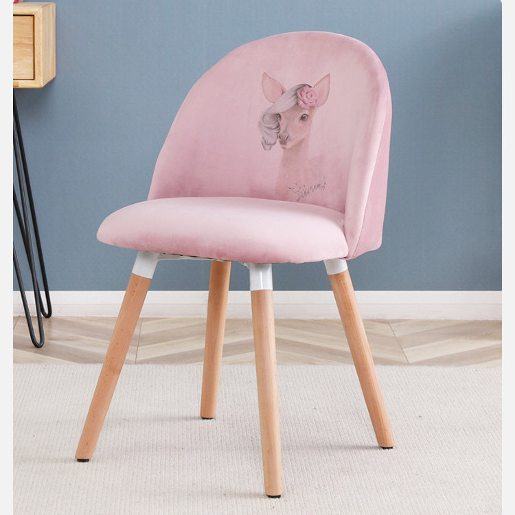 Nordic Leisure Makeup Artist Girl Heart Cute Bedroom Princess Pink Stool Backrest Dressing Chair for Living Room Lounge