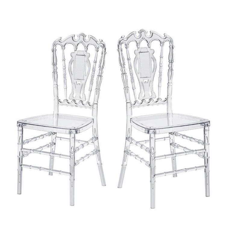 Factory Sale Clear Transparent Acrylic Crystal Plastic PC Throne Chiavari Tiffany Napoleon Wedding Chairs for Banquets & Events