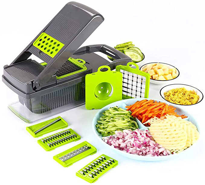 Hot Sale Multifunctional 12 in1 Kitchen Tools Salad Cutter Bowl Fruit & Vegetable Chopper Slicer Tools