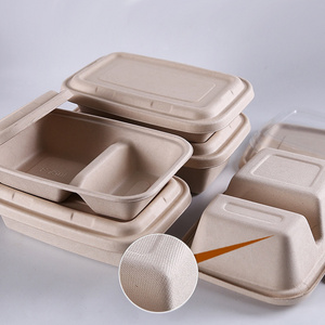 Disposable Biodegradable Fast Food Pulp Container Paper Lunch Burger Box