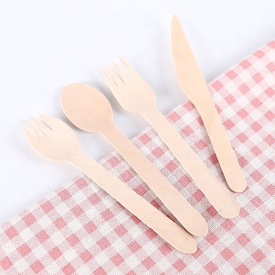 Disposable wood mini ice cream wooden spoon one time use wooden cutlery set