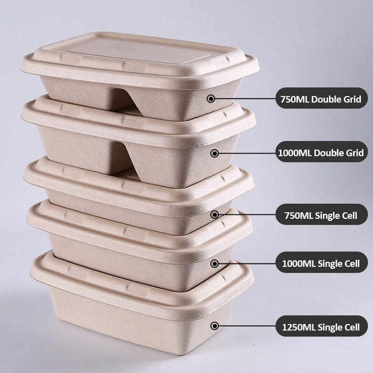 Disposable Biodegradable Fast Food Pulp Container Paper Lunch Burger Box