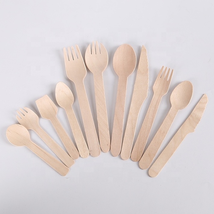 Disposable wood mini ice cream wooden spoon one time use wooden cutlery set