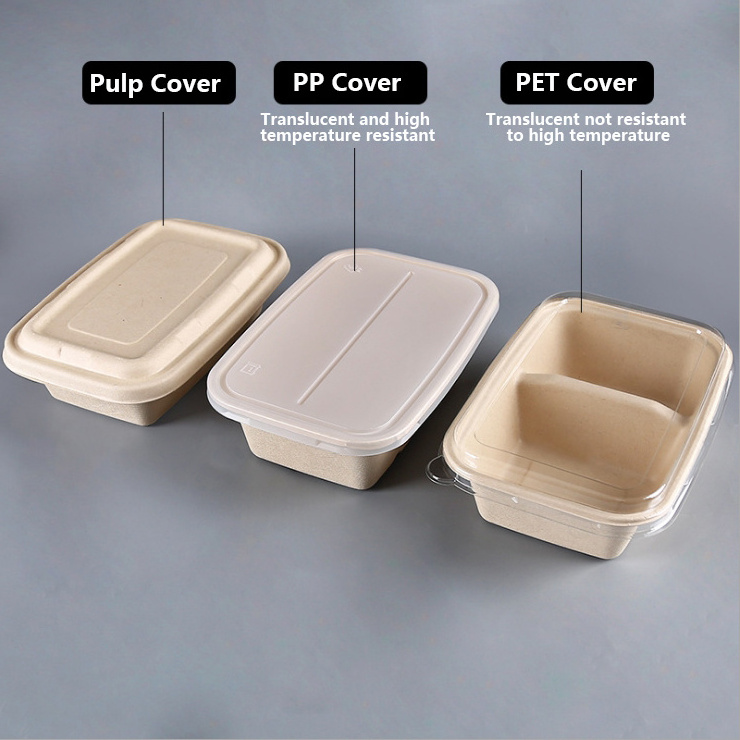 Disposable Biodegradable Fast Food Pulp Container Paper Lunch Burger Box