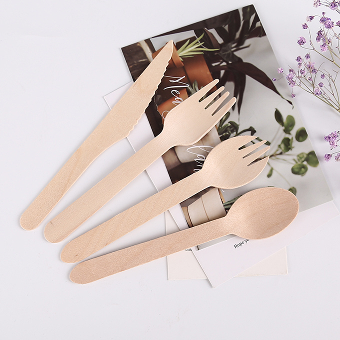 Disposable wood mini ice cream wooden spoon one time use wooden cutlery set